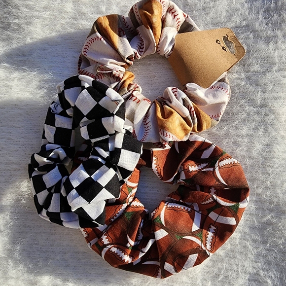 3 Pk Sports Handmade Hair Scrunchies - Picture 2 of 2